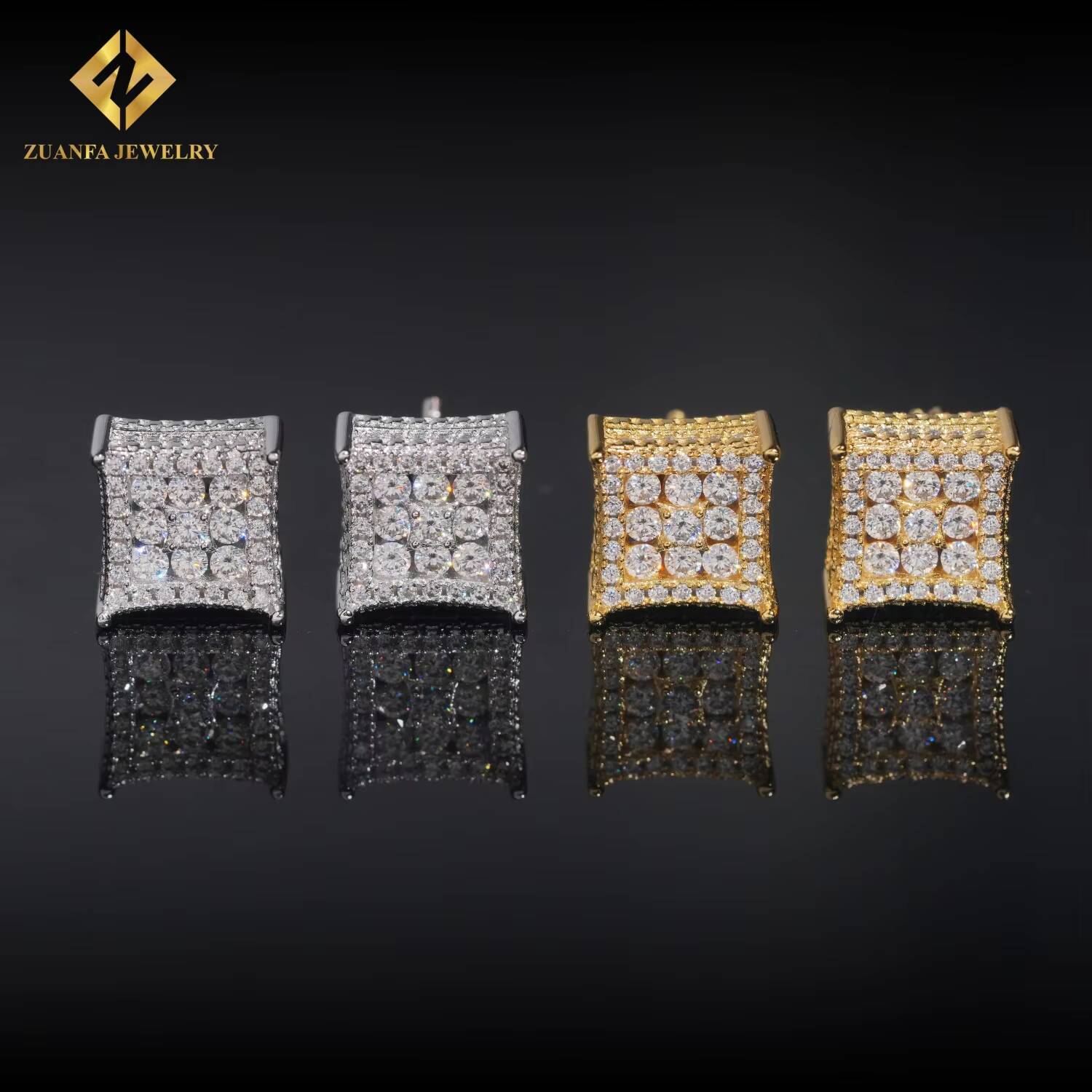 Factory Direct Fashion Stud Earring 925 Sterling Silver Jewelry VVS Moissanite Iced Out Screw Back Earrings