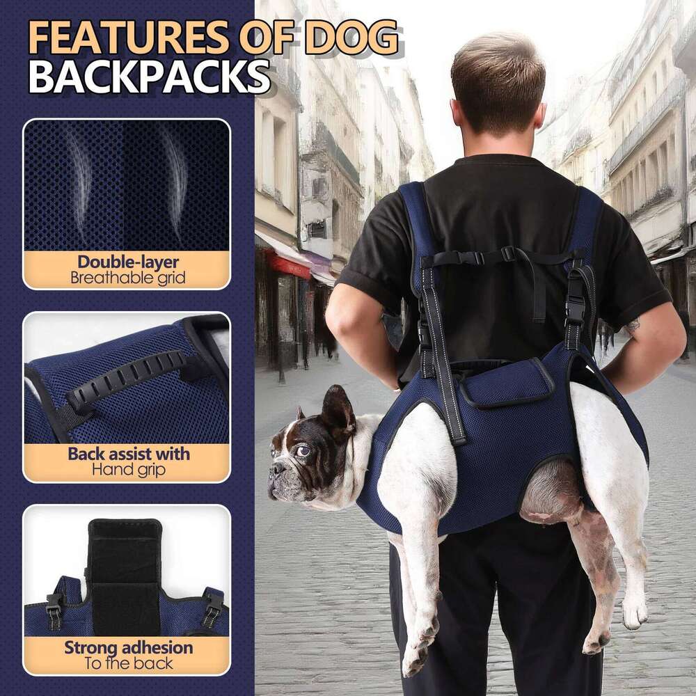 Lift Harness for Large Dogs-Full Body Dog Sling Carrier with Adjustable Straps & Control Handle, Breathable Support Backpack 26H0130