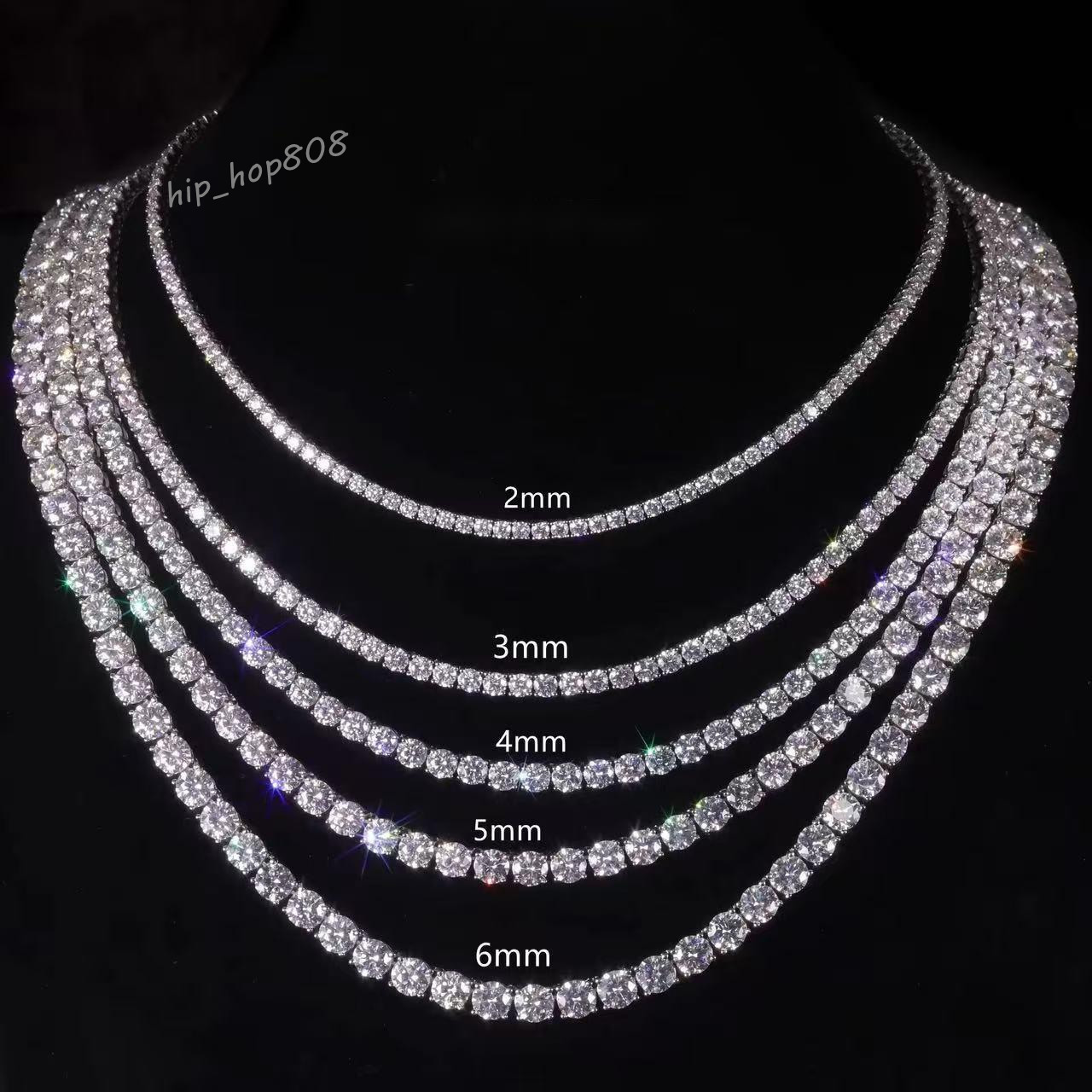 Pass Diamond Tester with GRA 925 Silver Ice Out Moissanite Tennis Necklace Vvs D Color Moissanite Tennis Chain for Men