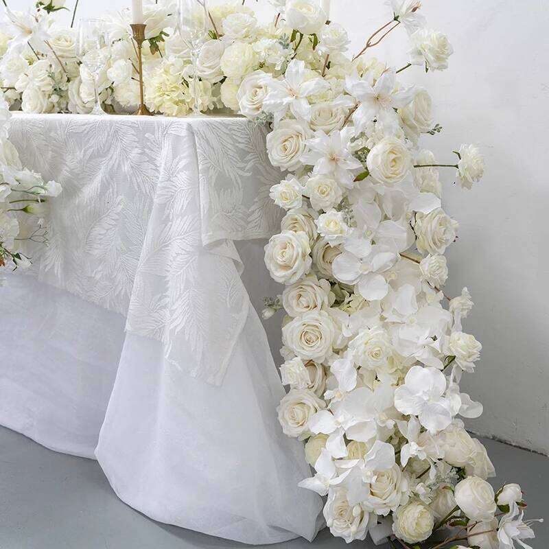 Luxury Wedding White Rose Orchid Row Runner Arrangement Banquet Event Decor Table Flower Ball Party Props show Floral Y260130