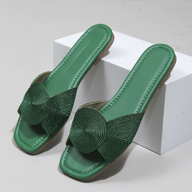 fashion shoes Hot-Selling Big Brand Popular 2025 Summer Women's New Metal Embroidered Woven Flat Sandals