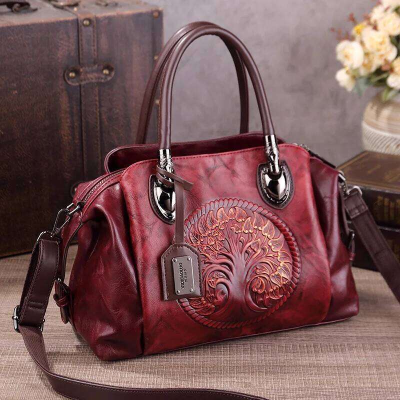 Faux Leather Boston For Woman Classic Hand Bag Ladies Vintage Luxury Designer Bags Women Handbag Brown Red Green Retro KABAHEBINGJUE