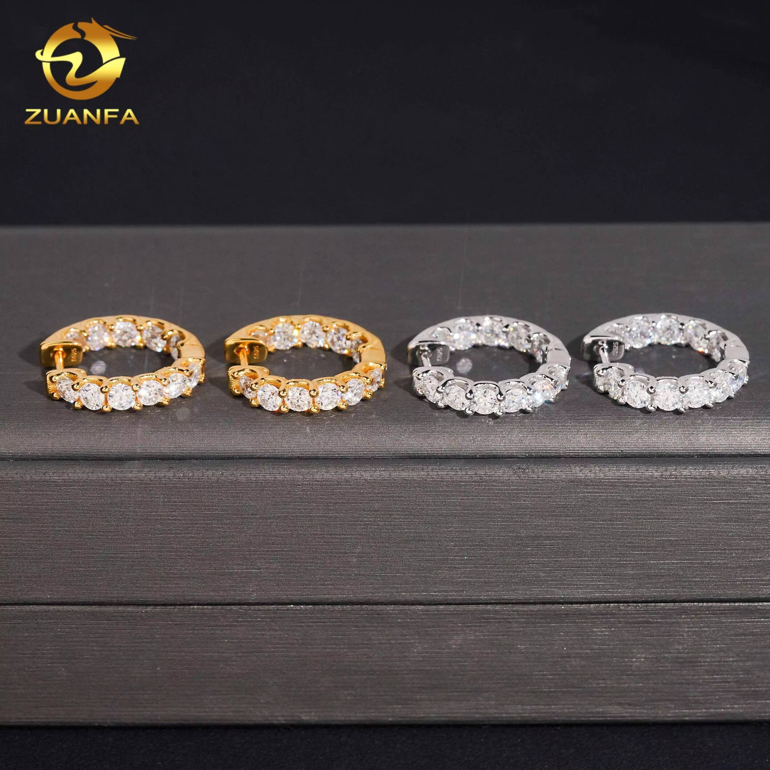 Hoop Earrings Women VVS Moissanite Jewelry Iced Out 18K White Gold Silver Rose Gold Plated Huggies Hip Hop Earrings