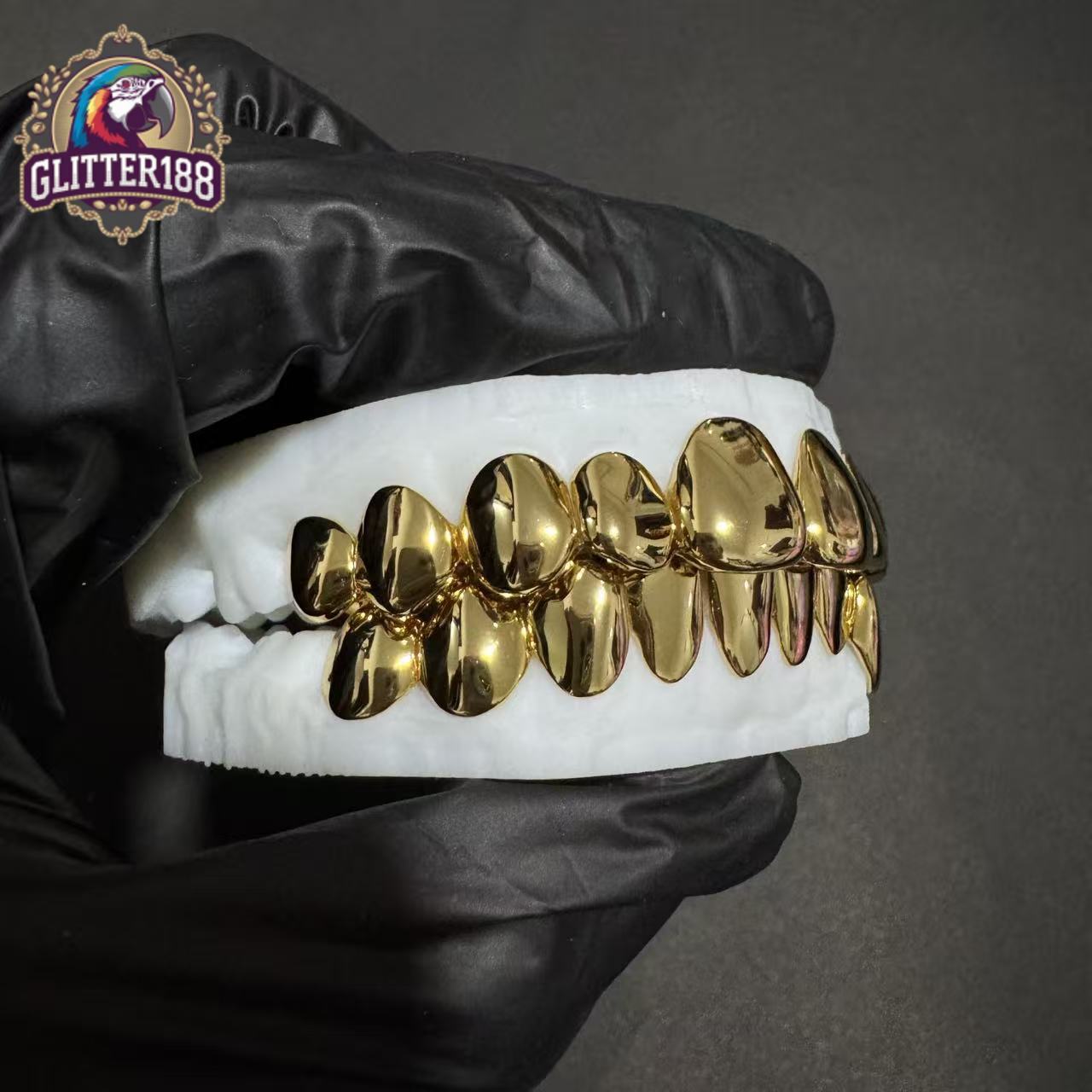 Custom Made Fitted Hip Hop Grill Perm Cut Grillz 925 Silver Real Gold Plated Grills Solid 10KT Gold Plain Dental Teeth Grillz