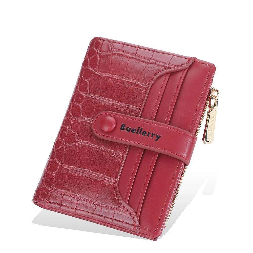 Fashion PU Leather Short Wallet Solid Color Button Money Bag Stone Grain Zipper Coin Purses Women Z260130
