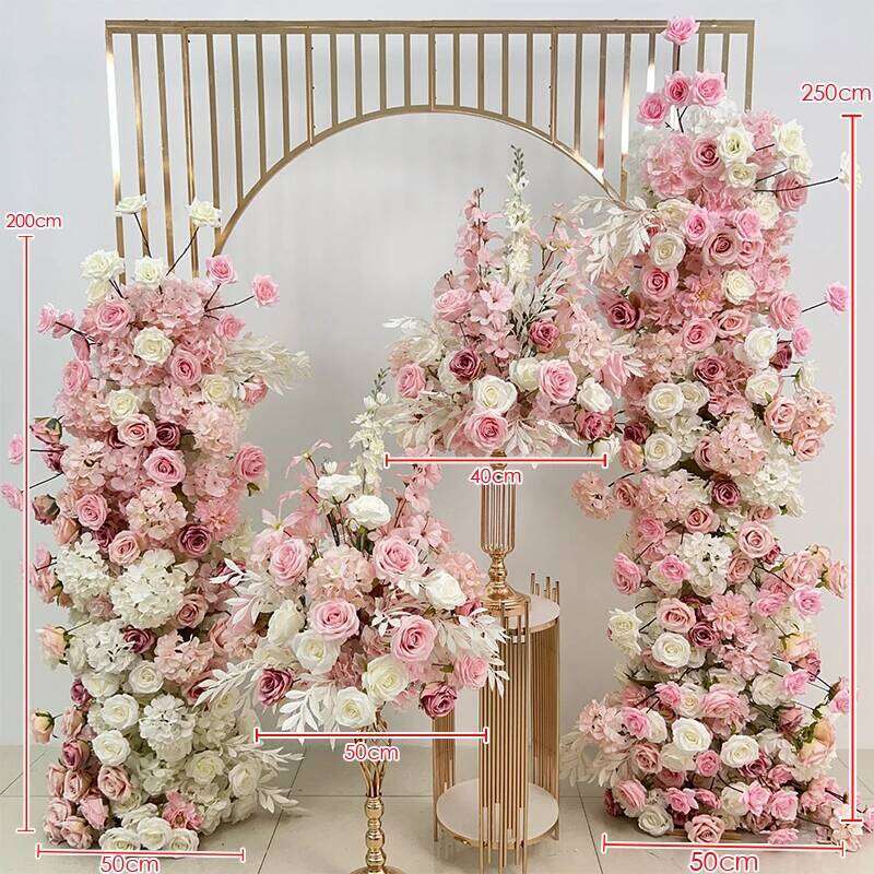 5D luxurious pink Rose hydrangea Floral Arrangement Wedding Backdrop Arch KT Board Deco Floor Flower Row Runner Event Party Prop W260130