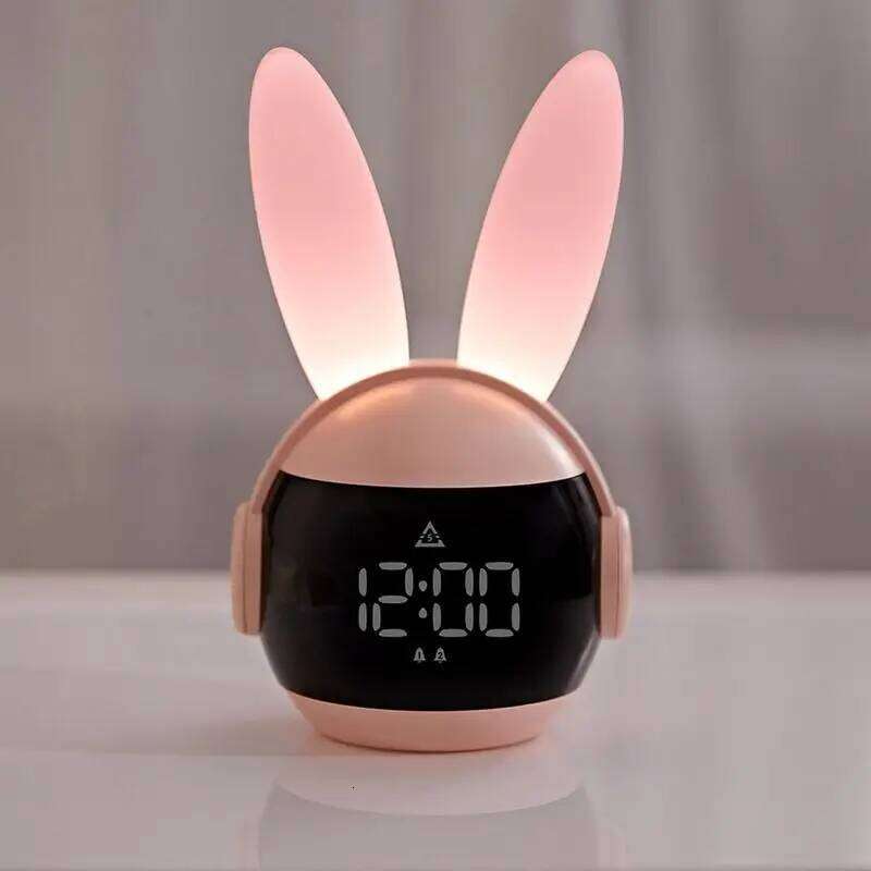 Rabbit Alarm Rainbow Animal Lamp Three Ways Wake Up Rechargeable Bedside Clock Creative Timing Night Light For Bedroom W260130