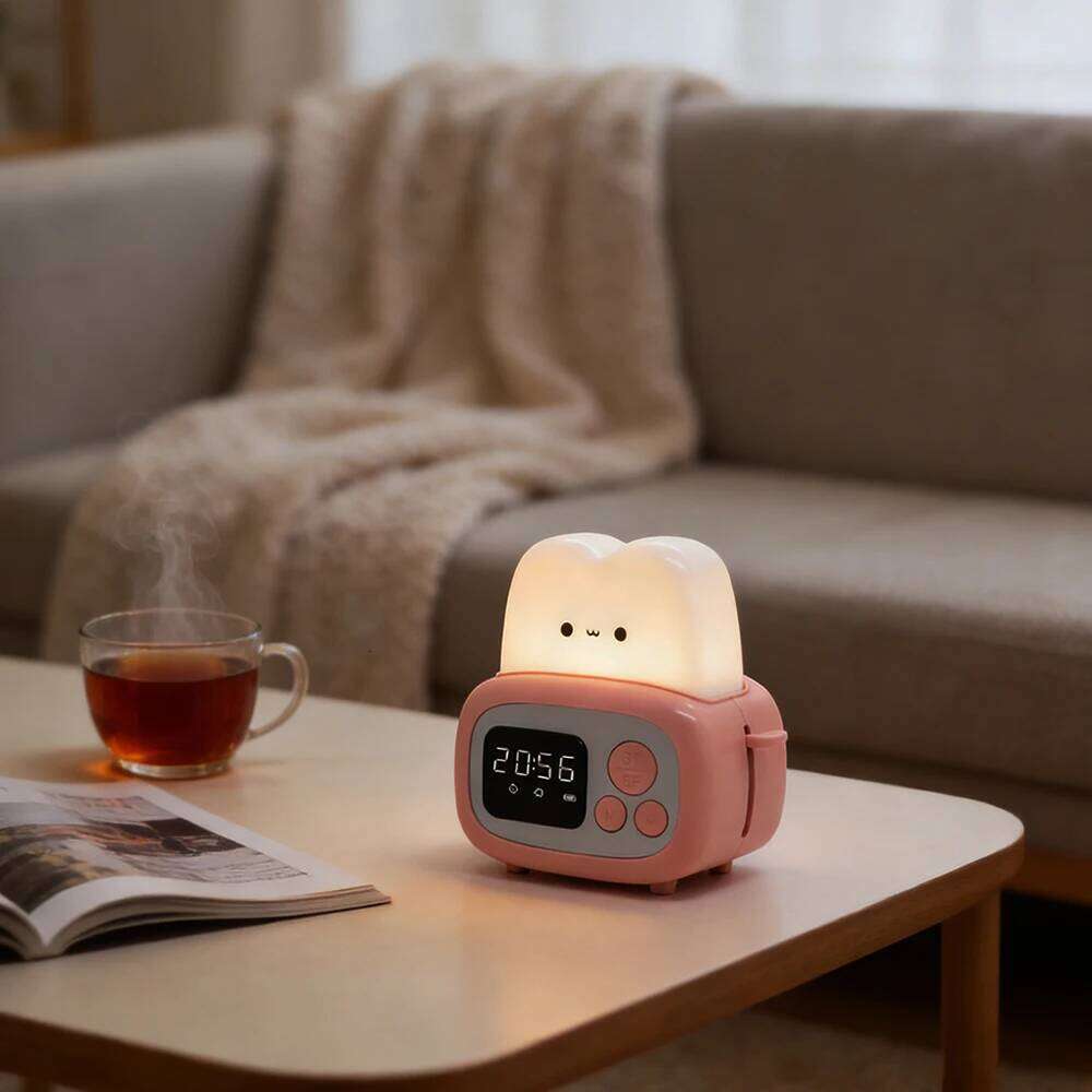 1pc Time toaster night High appearance level Bedside cute sleeping light cartoon mini alarm clock W260130