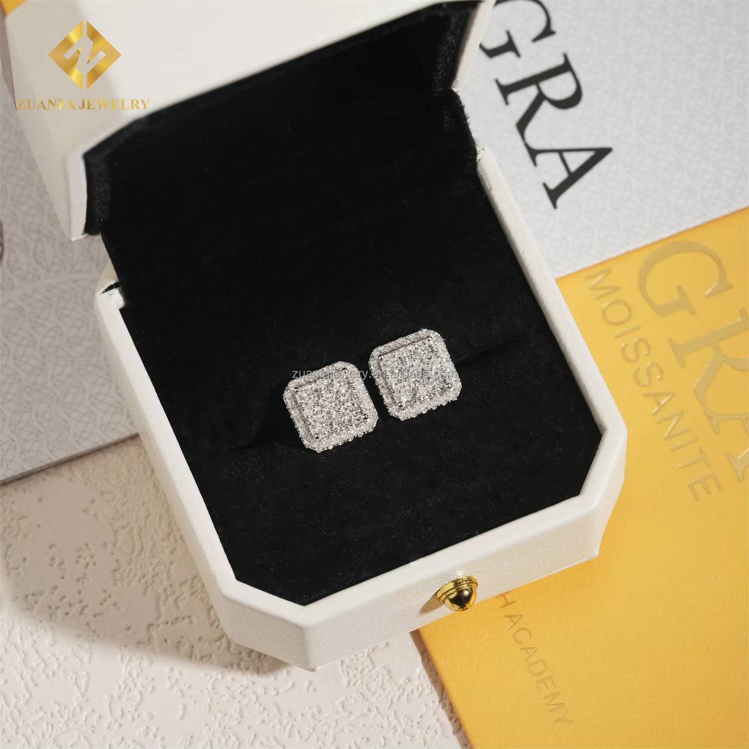 Stylish Cheap Price High Quality Bulk Stock Hip Hop Rapper Jewelry 925 Sterling Silver VVS1 Moissanite Stud Earring Screw Back