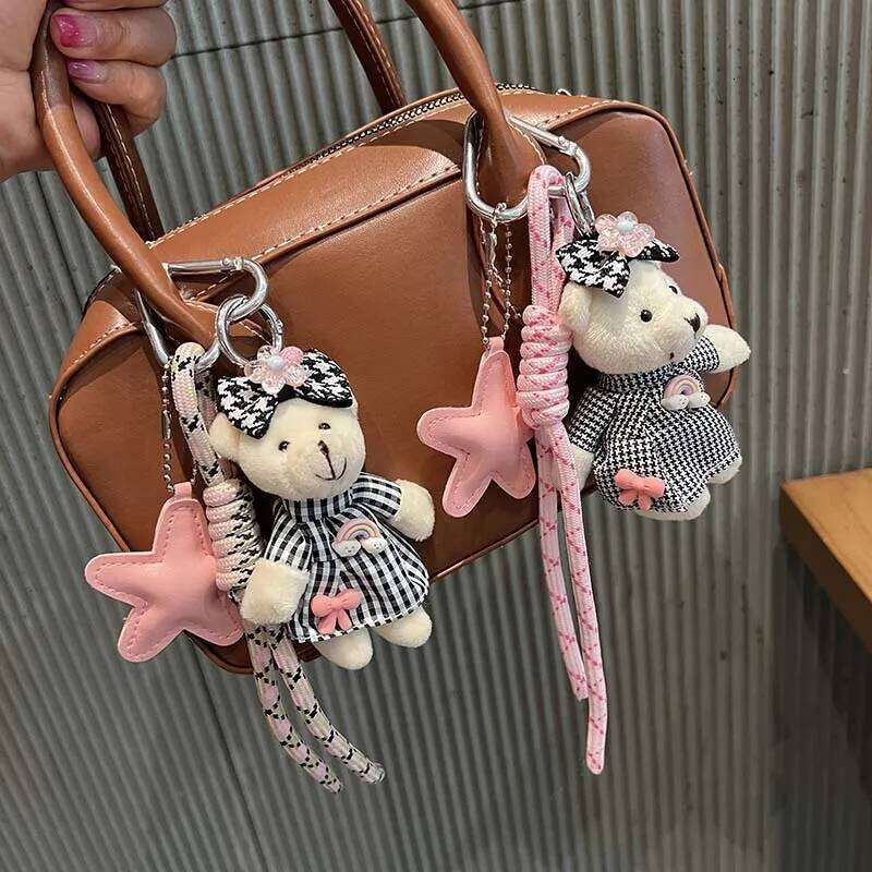 Fashion Little Bear Key Chain five-pointed star braided rope Pendant girl Backpack decoration Z260130