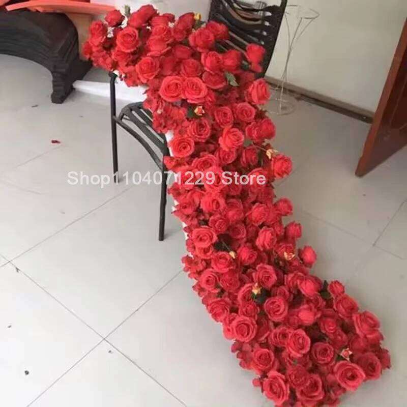 Luxury White Artificial Flowers Wedding Decoration Table Long Flower Row Runner Floral Backdrop Arrangement Wall Arch Decor Y260130