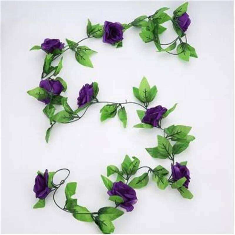 Simulated silk vine with 9 roses for weddings, celebrations, floral arrangements, air conditioning pipes, attics, home decor W260130
