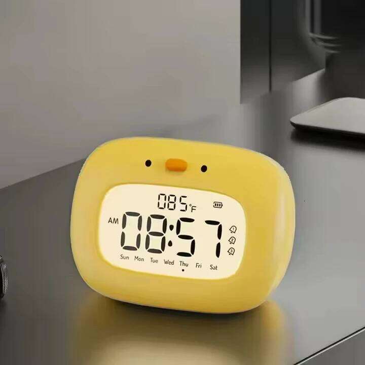 Digital Table Cute Duck Design Quartz ABS Timer Alarm Clock With Night Light Bedroom Decor Warm White Emission Room W260130