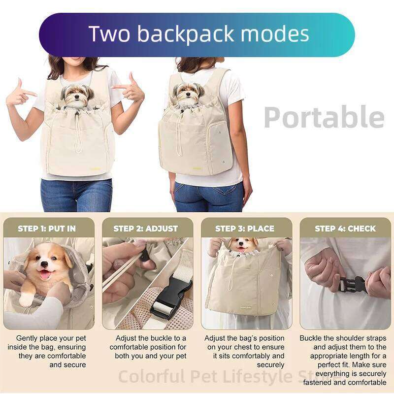 Chest Front Carrying Tote Breathable Backpack Chihuahua Dog Portable Outdoor Travel Carrier Bag for Cat 26H0130