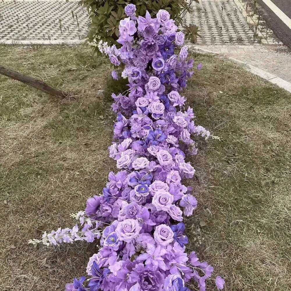 New Artificial Strip Arrangement Wedding Table Runner Floral Party Backdrop Decor Prop Arch Flower String Window Display Y260130