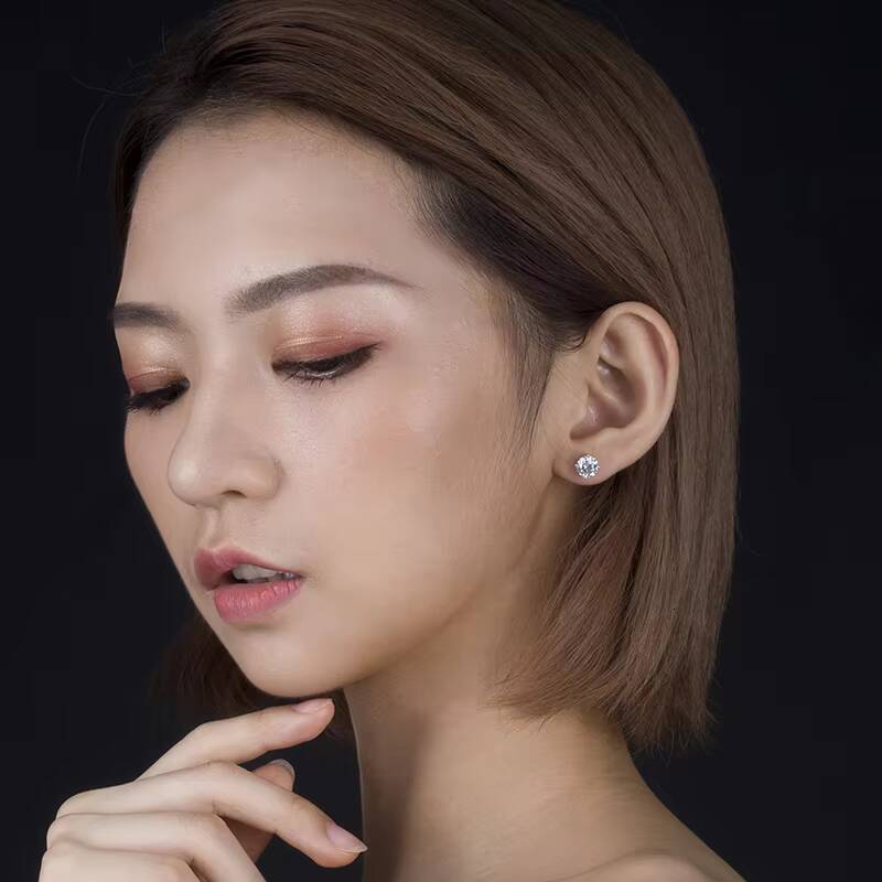 18K 14K 10K Silver Gold Moissanite Diamond Jewelry 1ct Moissanite Stud Earring