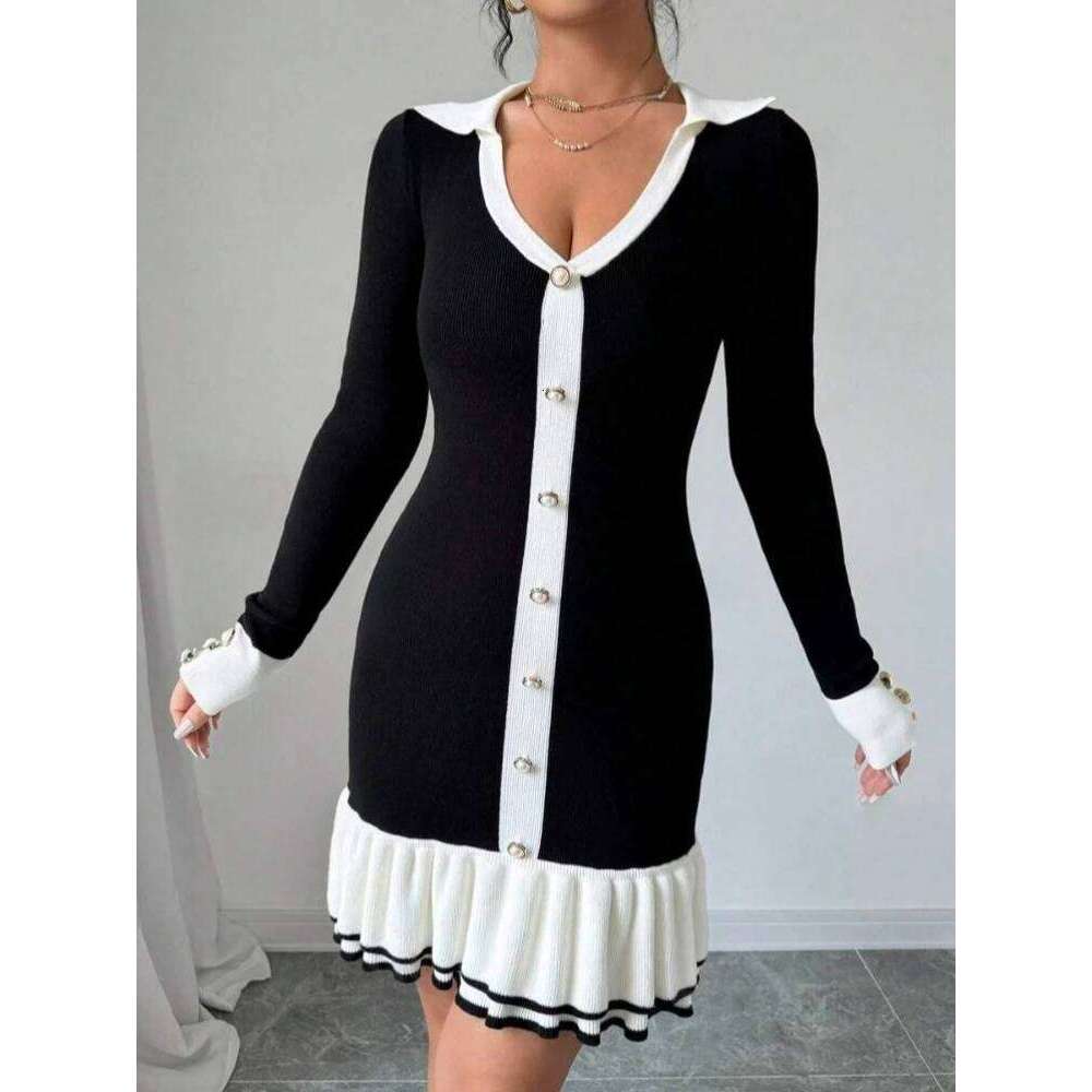 Trendix Elegant Knit Sweater Women High Waist Slim Long Sleeve Cardigan Dress Ladies Party Fashion Knitted Evening Dresses XJ260130