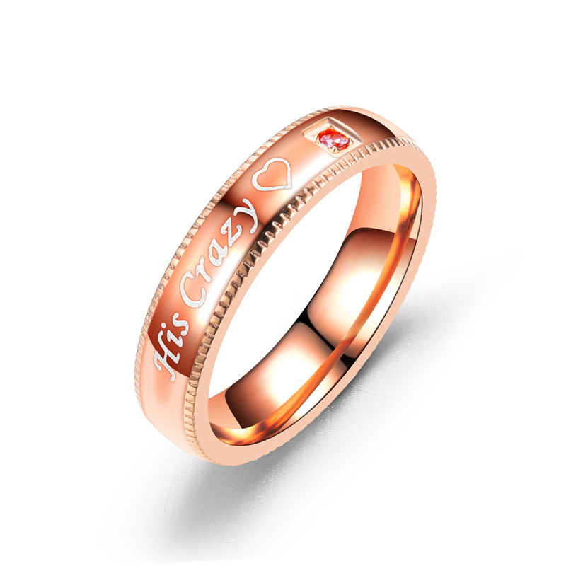 Fashion New Style Diamond-Encrusted Embossed His Crazy Her Weirdo Couple Rings