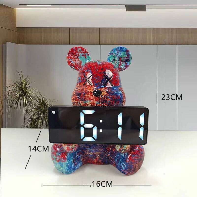 Violent Bear Electronic Alarm Clocks, Living Room, Bedroom, Bedside Table Decoration, Desktop, Luminous, Silent Digital Clock W260130