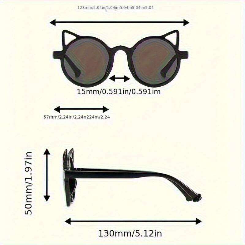 4PCS Cute Round Frame Cat-ear Shaped Fashion Trend Colorful Girls Boys Sunglasses Outdoor Sun Protection H260130