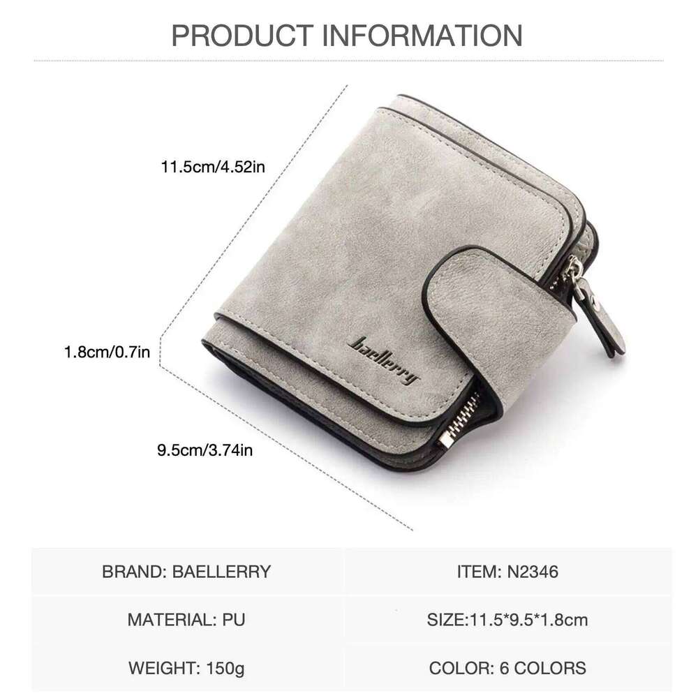 Buckle Abrasive Leather PU Women's Short Wallet Fashion Casual Trifold Multi-Card Holder Coin Purse Z260130
