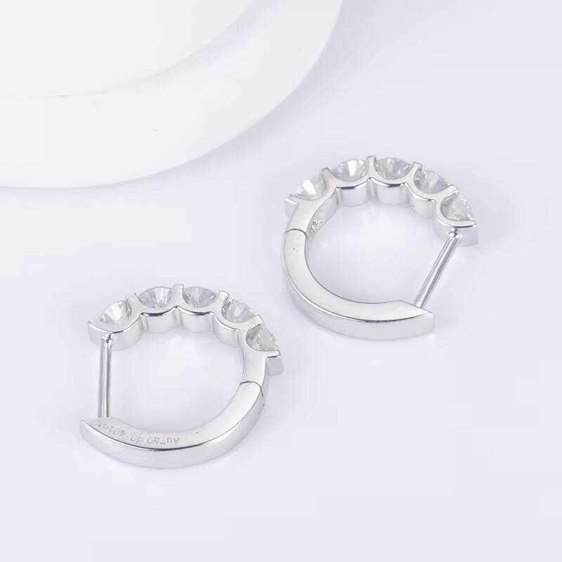 Messi Jewelry 10k White Gold 27mm Round DEF Color Moissanite Diamond Earrings