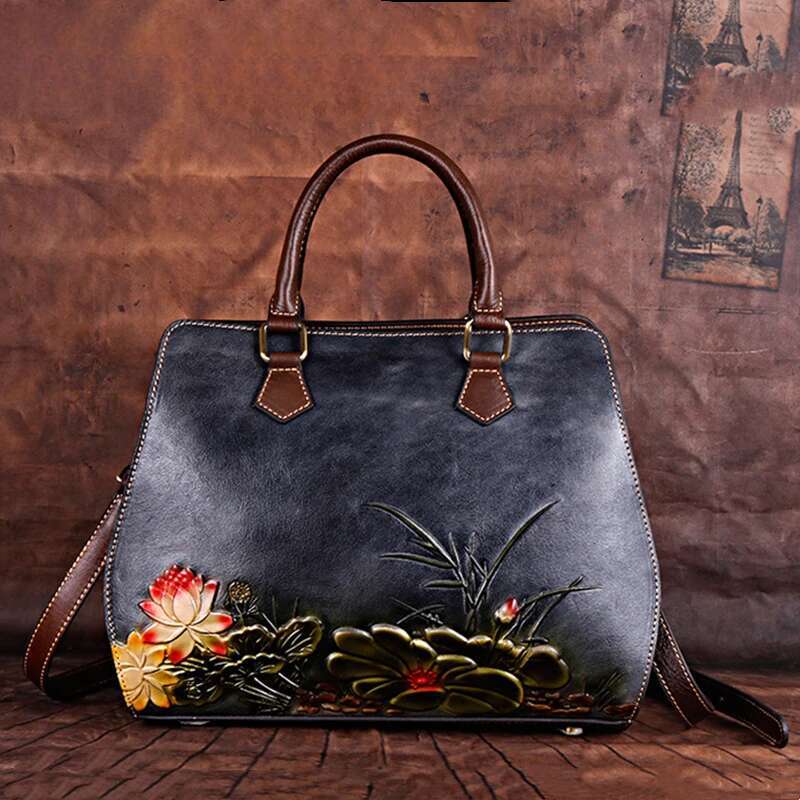 MOTAORA Handmade Genuine Leather Embossing Women Handbags Trend Female Shouder Bags Vintage S Bag Luxury Designer New KABAHEBINGJUE