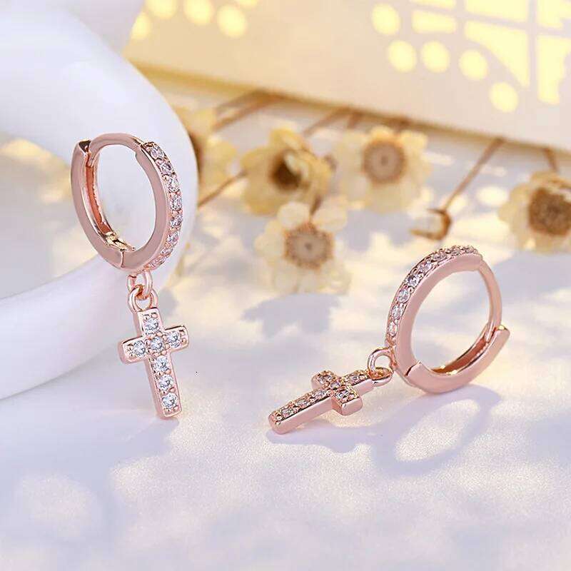 New 925 Sterling Silver Cross 5A Zircon Classic for Women Luxury Wedding Engagement Jewelry Earrings Party Gifts