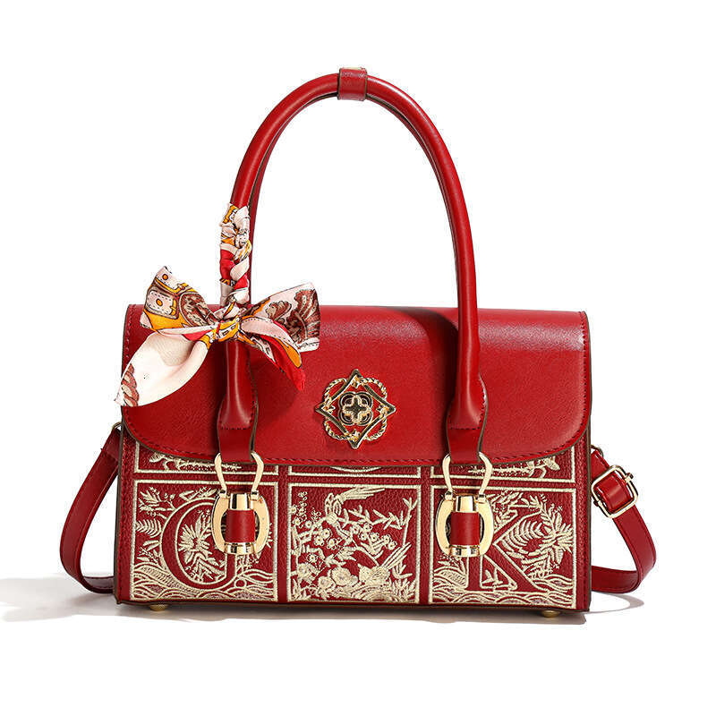 Autumn Winter New Handbag Red Wedding Cross-Border Hot-Selling Women's High-End National Style Embroidered Crossbody Bag MASA