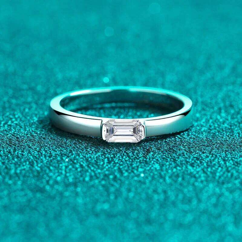 NeeTim 0.5ct 4x6mm Emerald Cut Moissanite Engagement Ring Women Bridal Proposal Rings S925 Sterling Silver Bands Wedding Band XJ260130