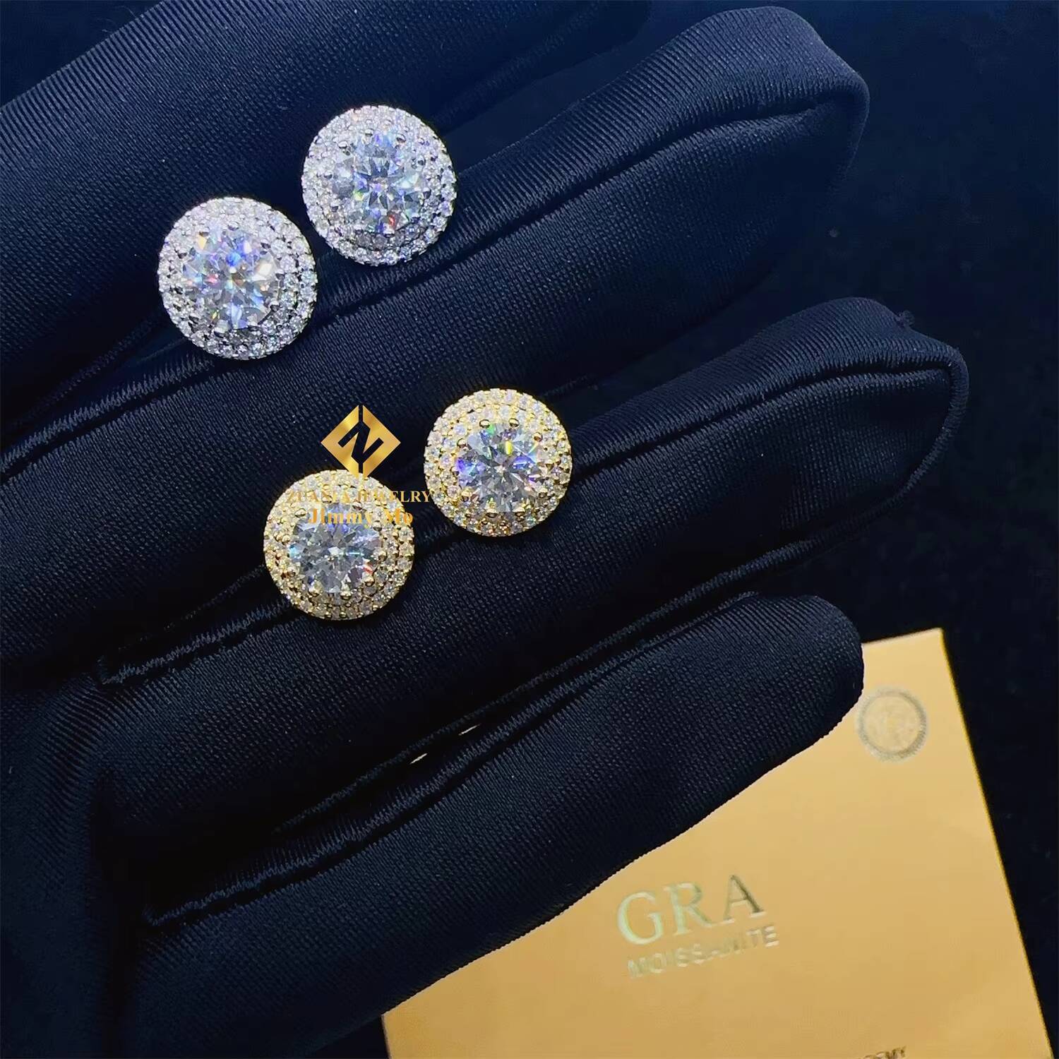 Pass Diamond Tester GRA Certificates Screw Back Iced Out Earring Man 65mm Brilliant Cut VVS Moissanite Hip Hop Earring