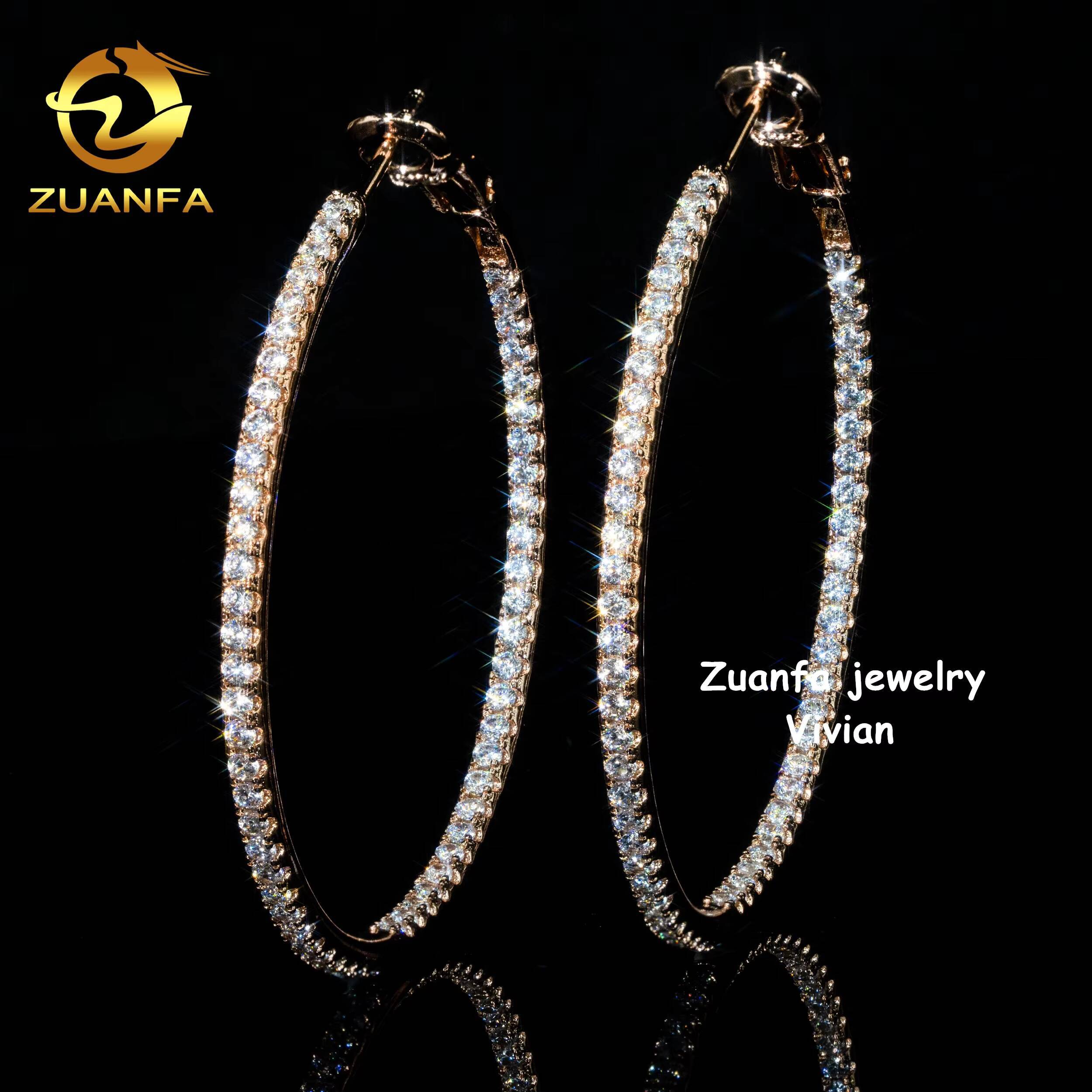 Fine Jewelry Hip Hop VVS Moissanite Diamond Moissanite Hip Hop Earring Sterling Silver 925 Luxury Iced Out Earrings