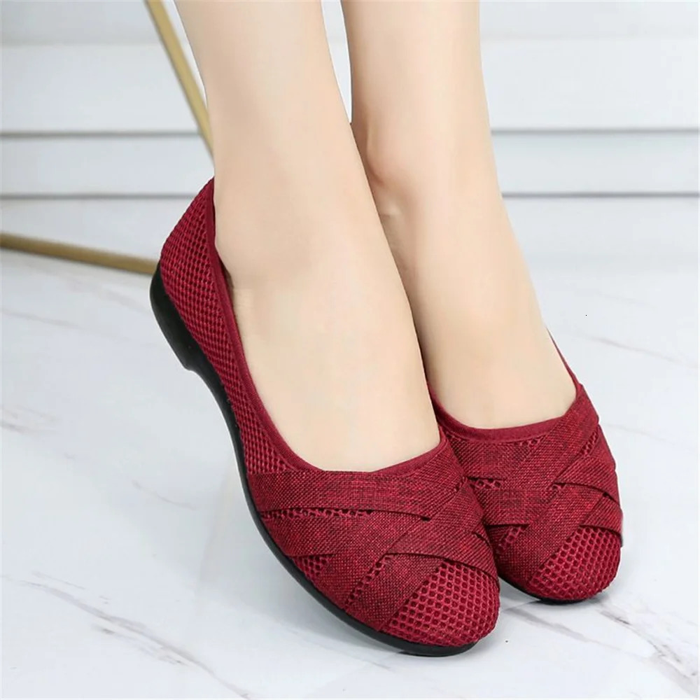 women fashion light weight plus size mesh breathable spring slip on flat loafers lady casual comfort office work shoes b607 260123