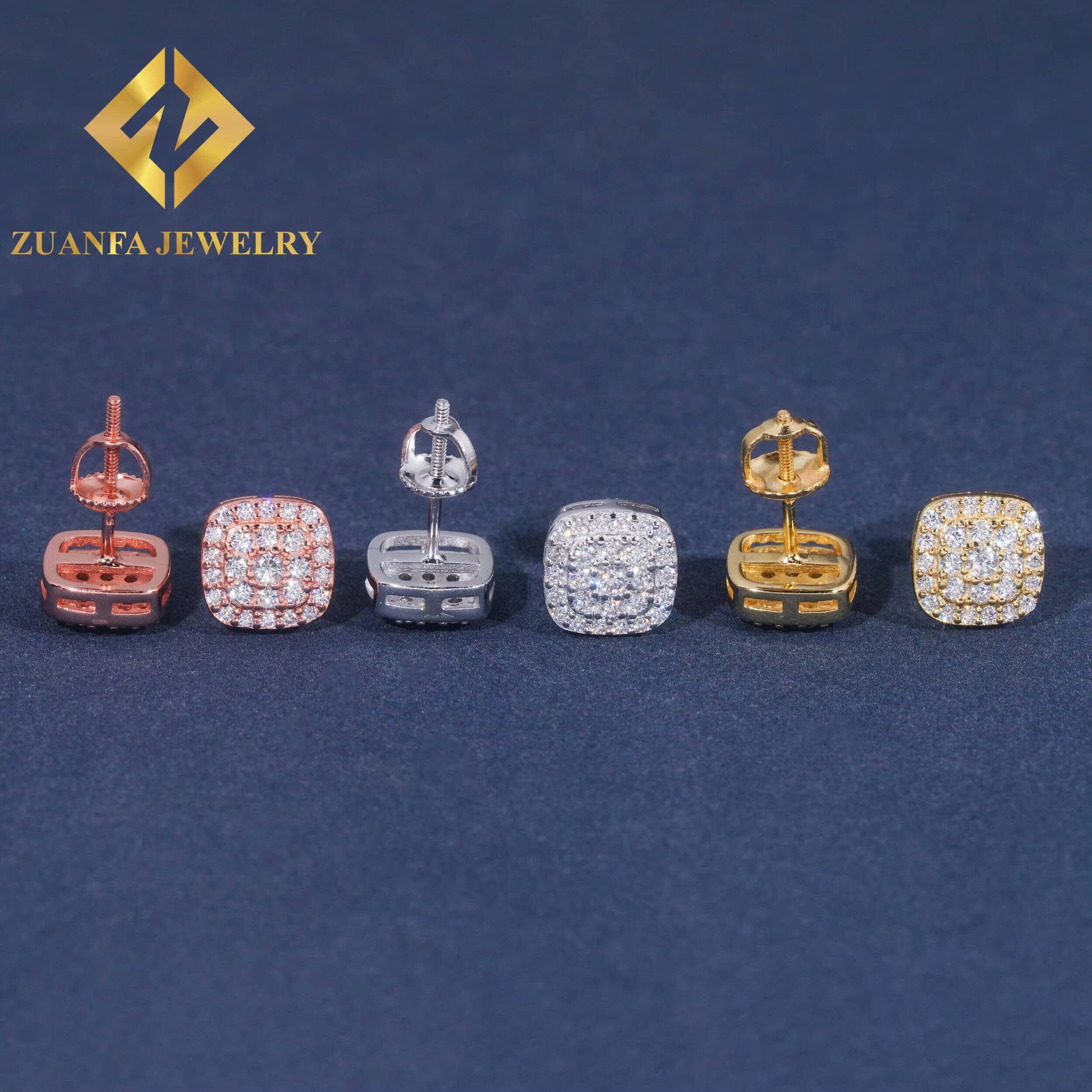 Classic Earring Fine Jewelry 925 Sterling Silver VVS Moissanite Stud Earring Hip Hop Earring Jewelry Usex