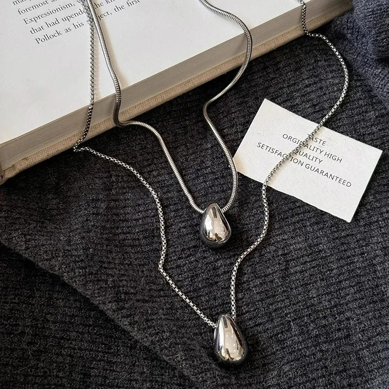 Trendy Minimalist Long Teardrop Charm Pendant Necklace for Women Autumn Winter Sweater Chain Fashion Y2K Accessory Jewelry Gift 260120
