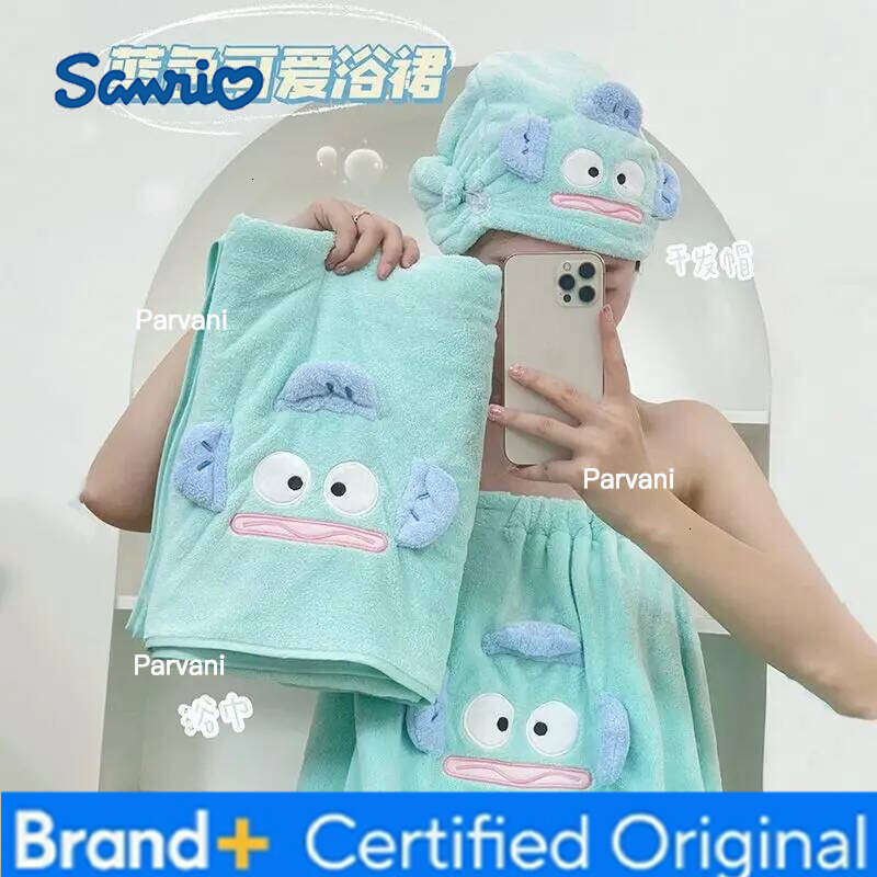 Sanrio CharacterCartoon Hangyodon Towel With Dry Hair Cap Suitable Women Can Wrapped Adult Children Cartoon Bath Towels H2601301
