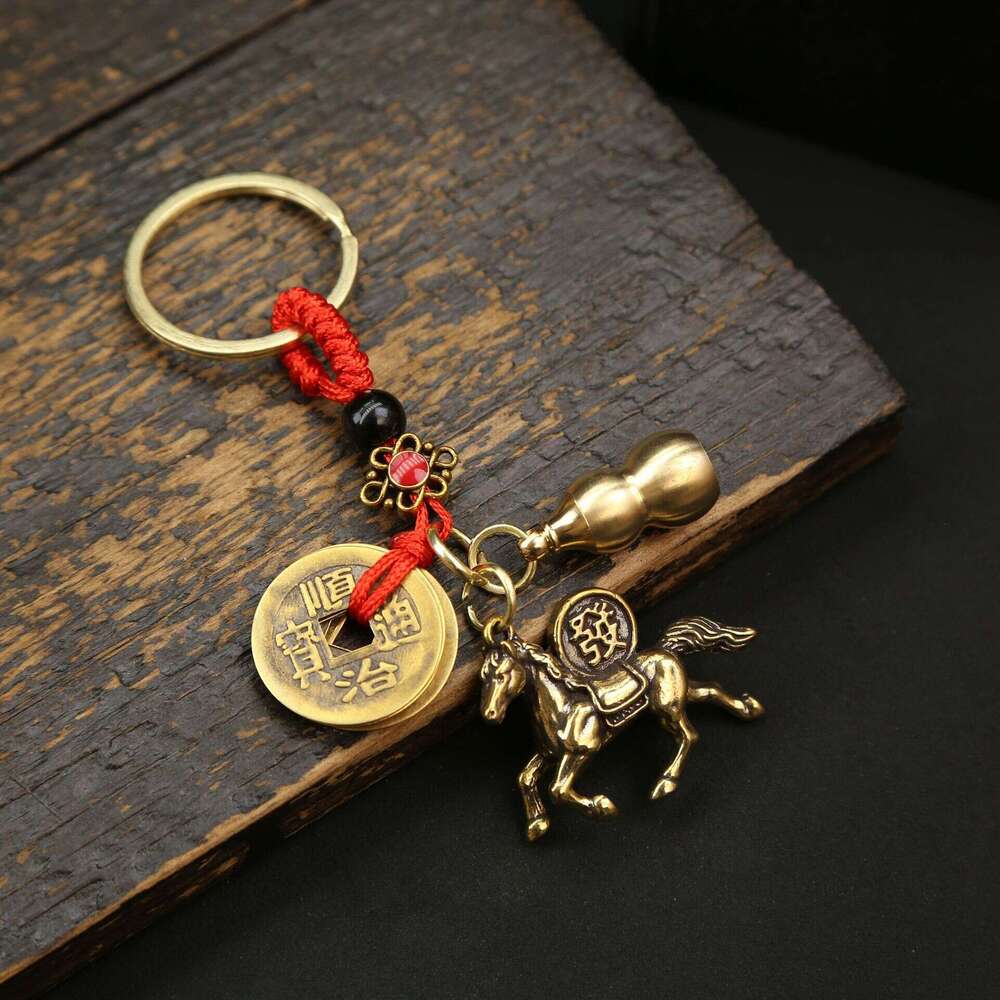 Bag accessories bag charm Brass Instant Wealth Keychain Pendant Car Key, Bag Pendant Chinese Style Gourd