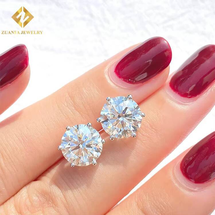 Dropshipping Factory Outlet 14K Solid Gold Lab Diamond CVD/HPHT Stud Screw Back Earrings Fine Jewelry Ready to Ship