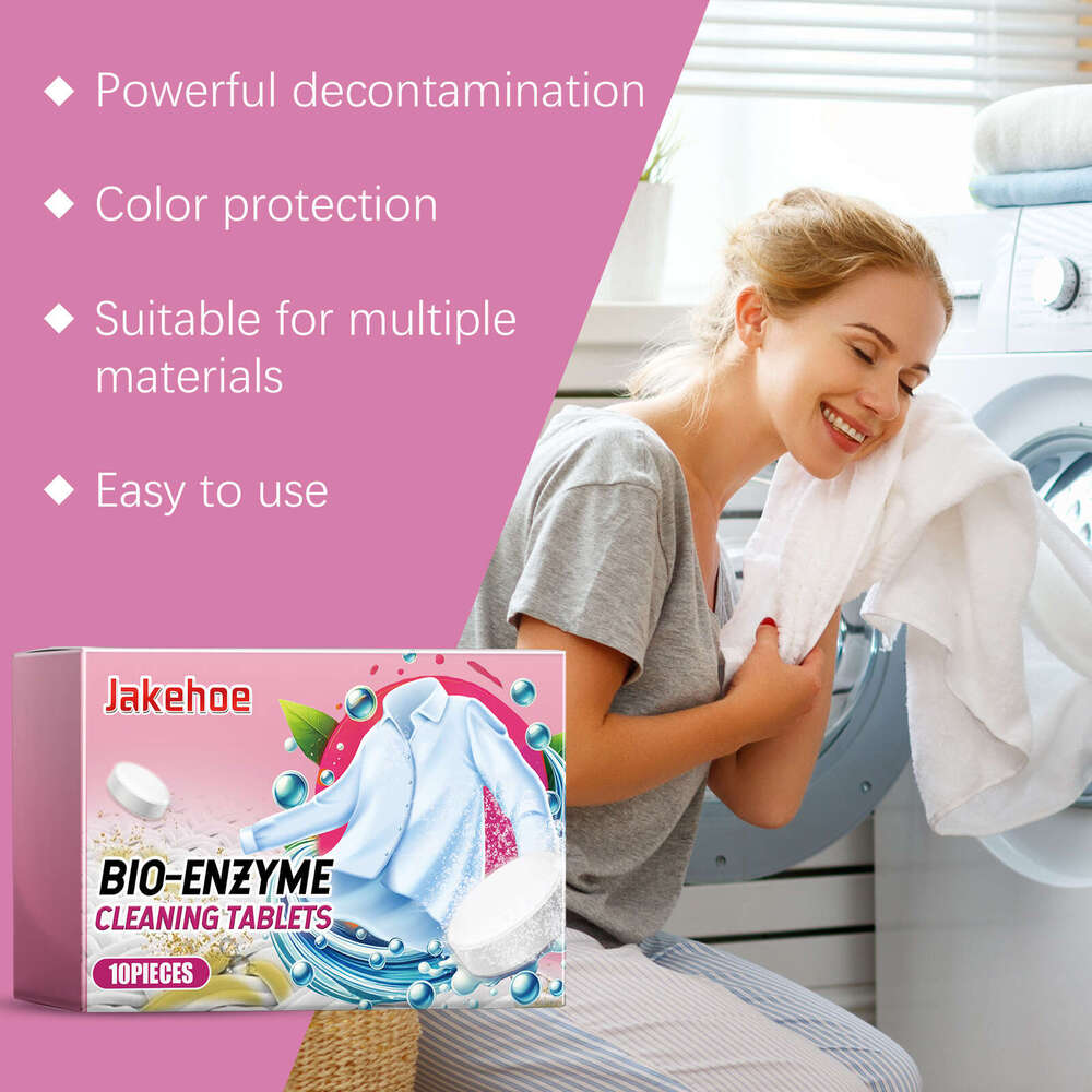 JAKEHOE Effervescent Tablets Biological Enzyme Explosive Salt Household Clothes Stain Removal Fragrance Cleaning S260130