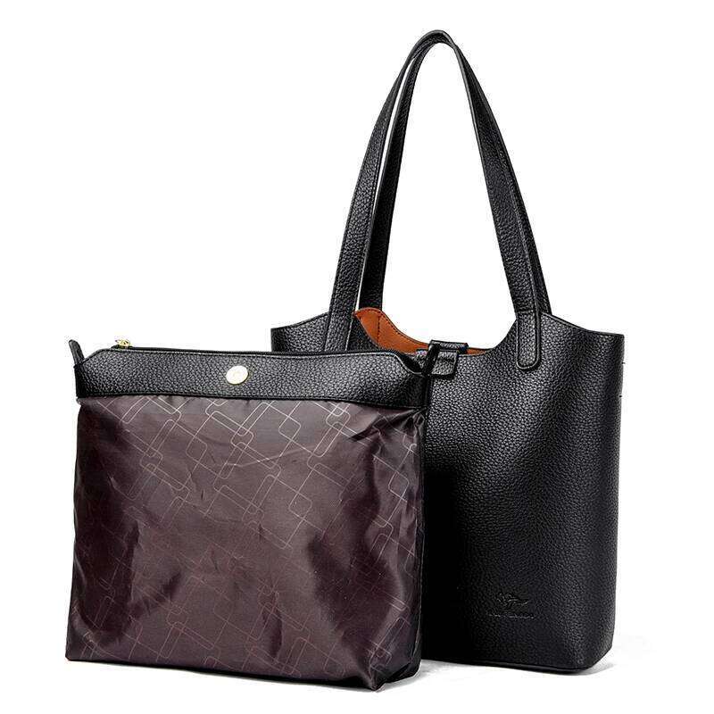 Women Casual Tote Female Solid Color Purse Simple Design Handbag Commuting Sac Genuine Brand Soft Leather Shoulder Bag For