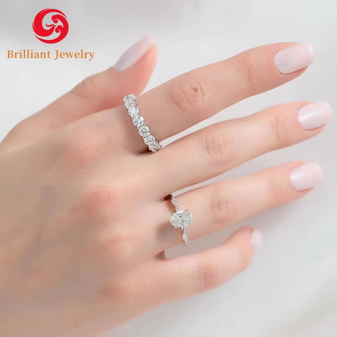 IGI Certified 18K Gold 3mm High Quality Iced Eternity Engagement Ring 01ct Lab Grown Diamond with D VVS VS Clarity