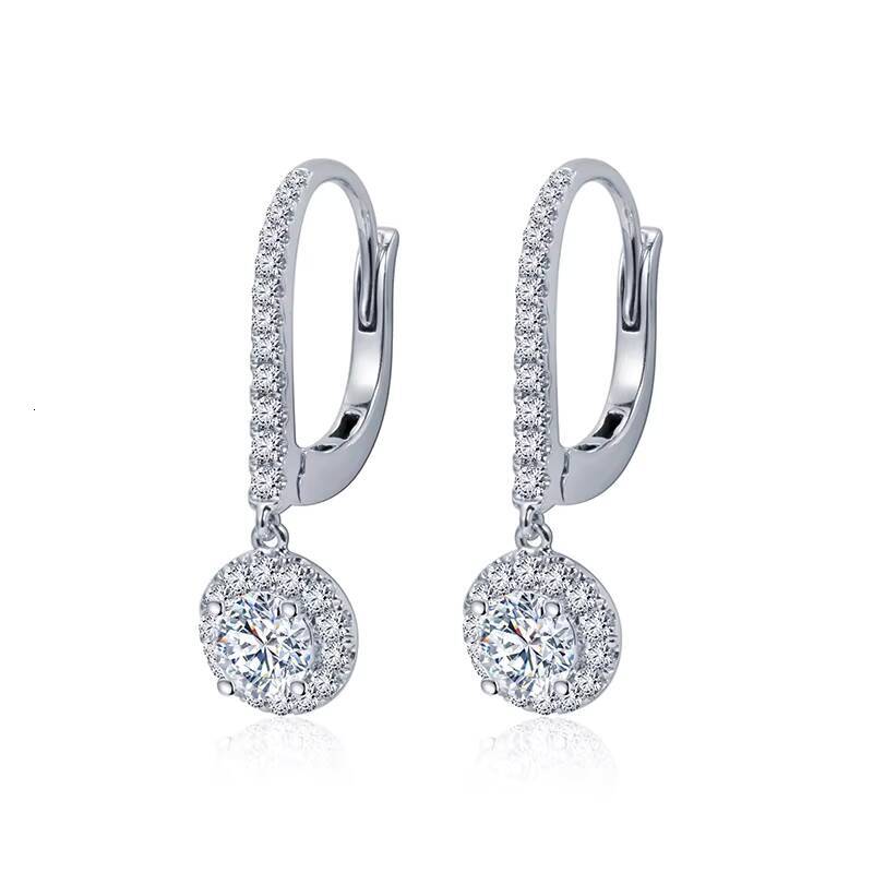 Messi Jewelry Custom Fine Jewelry MSE-693 14K White Gold Customized Round Jewelry Lab Diamond Earrings