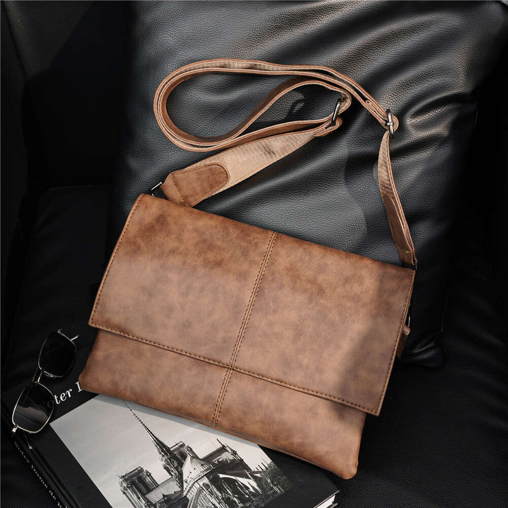 Korean Retro Men S Student Leather Business Versatile Shoulder Large Capacity Envelope Bag Crossbody Backpack High Quality Luxury Bag