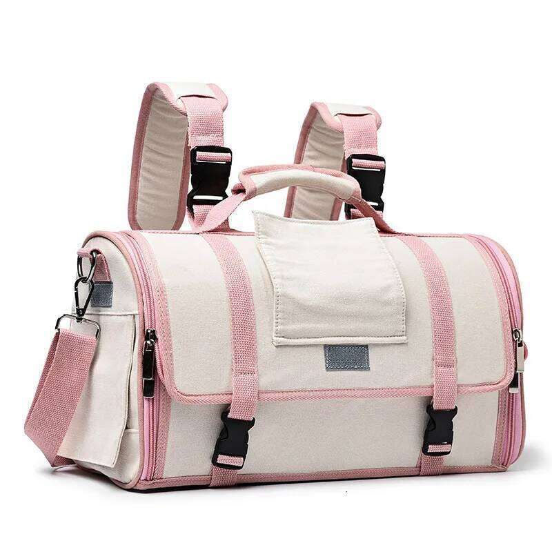 Canvas Cat Carrier Backpack Space Capsule Style Horizontal Large Capacity Portable Outdoor Travel Pet Bag For Cats & Dogs - view 3