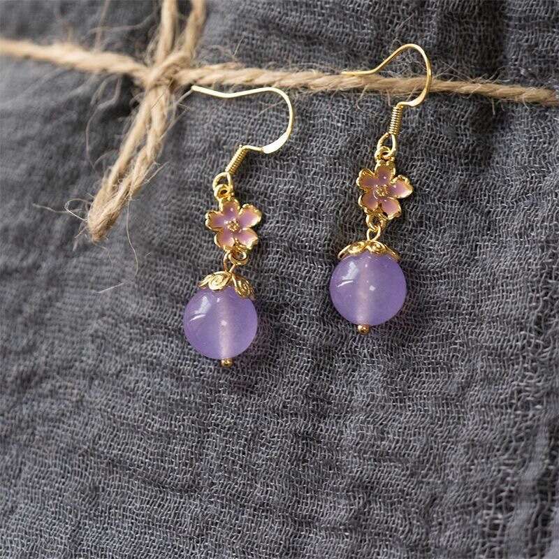 Misty Rain Jiangnan Purple New National Accessories for Women Water Drop Vintage Ear Clips Chinese Style Non-Pierced Earrings