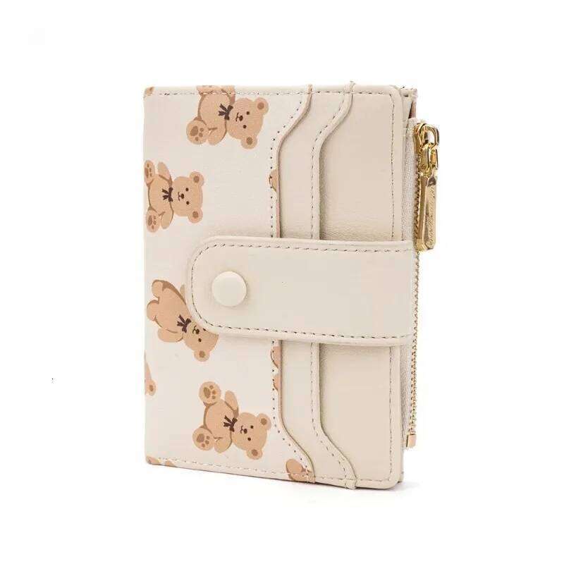 Women Short Wallets PU Leather Female Bifold Purses Cute Bear Card Holder for Girl Small Zipper Wallet with Coin Purse Z260130