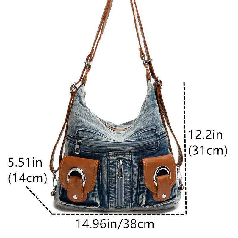Denim Backpacks Shoulder Bag High Capacity Retro Fashion Canvas Crossbody Woman Bags Tote High Quality Sweet Cool Girl Versatile