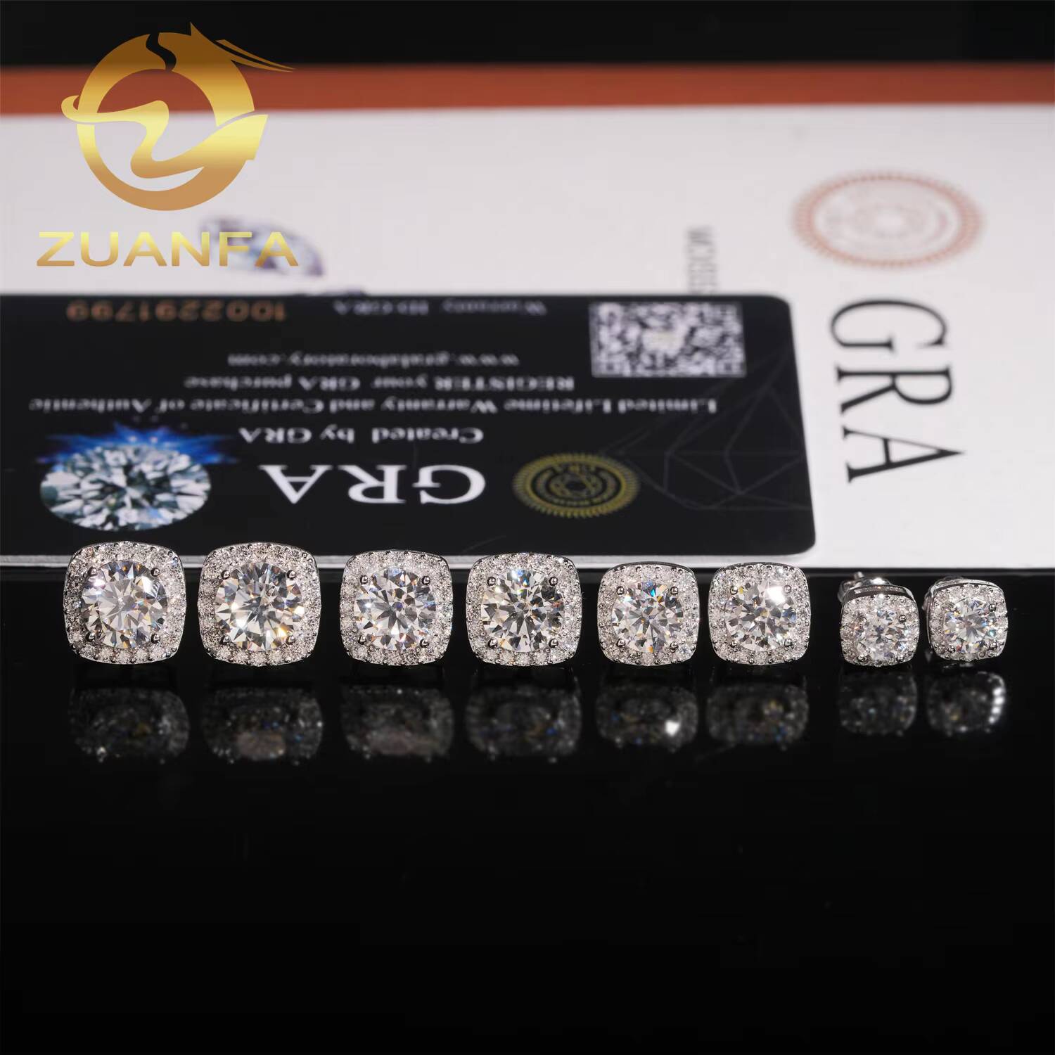 Wholesale Price Iced Out Halo Moissanite Diamond Earrings Screw Back Stud Earrings 925 Silver Hip Hop Earrings