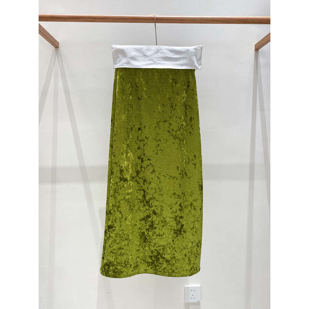 Zhihetang New Chinese National Style Diamond Velvet Half Winter Fleece Lined Thickened Split Straight Skirt LEEGO LENS