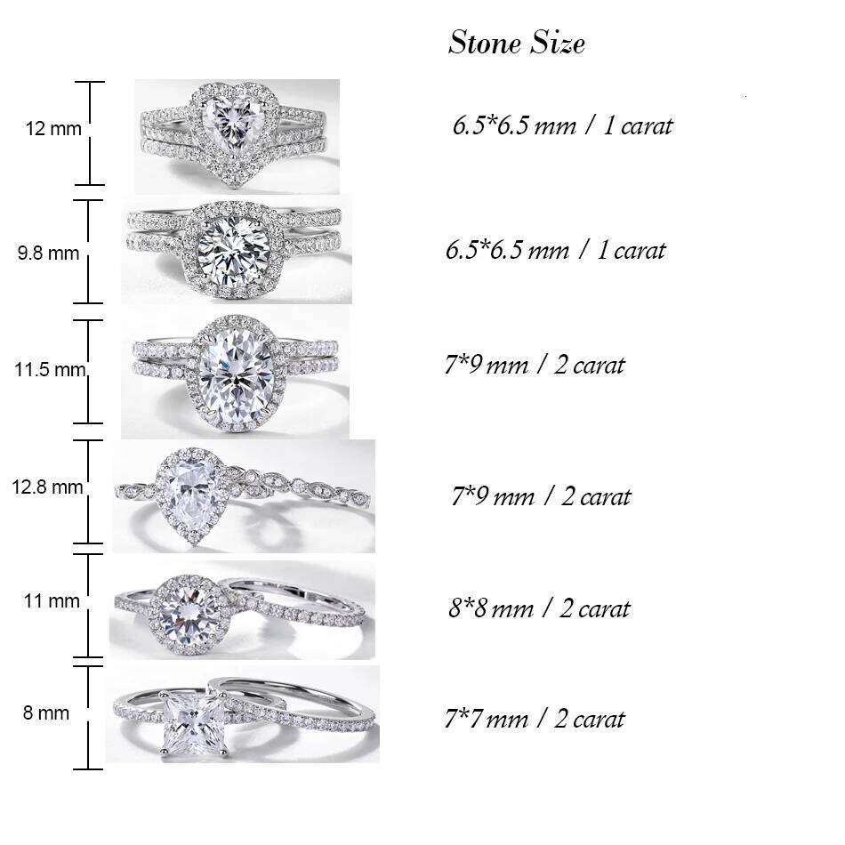ALLNOEL 925 Sterling Silver VVS1 D Color Moissanite Bridal Ring Set for Woman Wedding Valentine's Day Gift Wholesale Certified XJ260130